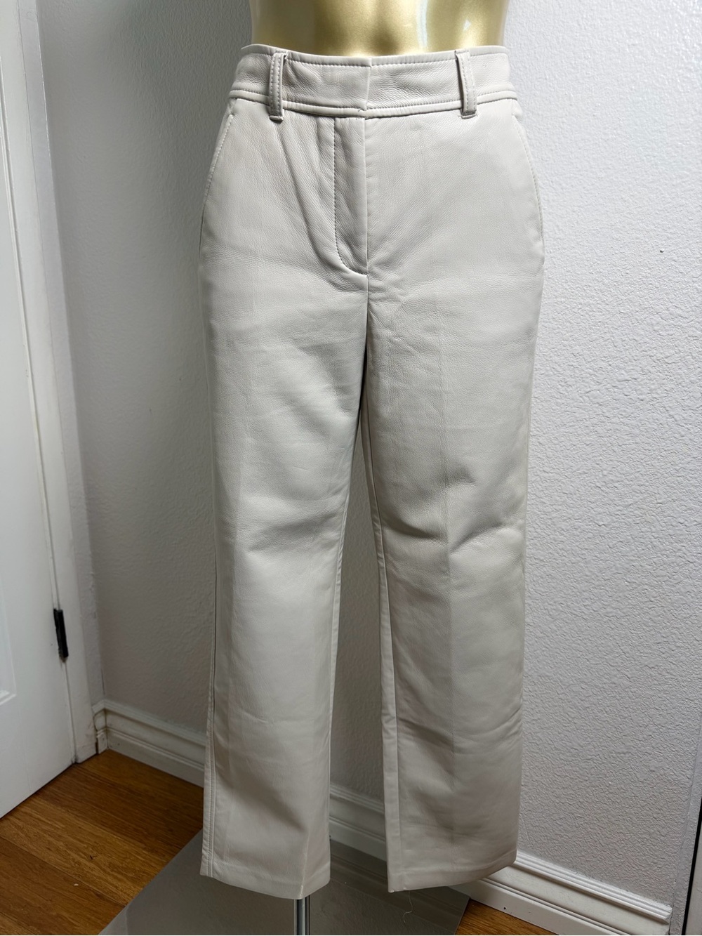 Babaton faux-leather straight-leg High-Rise Pants — Cream